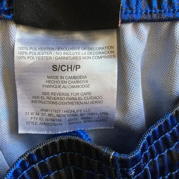 And1 Mens Small Basketball Shorts Silky Shiny Dazzle Blue Black Geometric Pocket - Picture 9 of 14